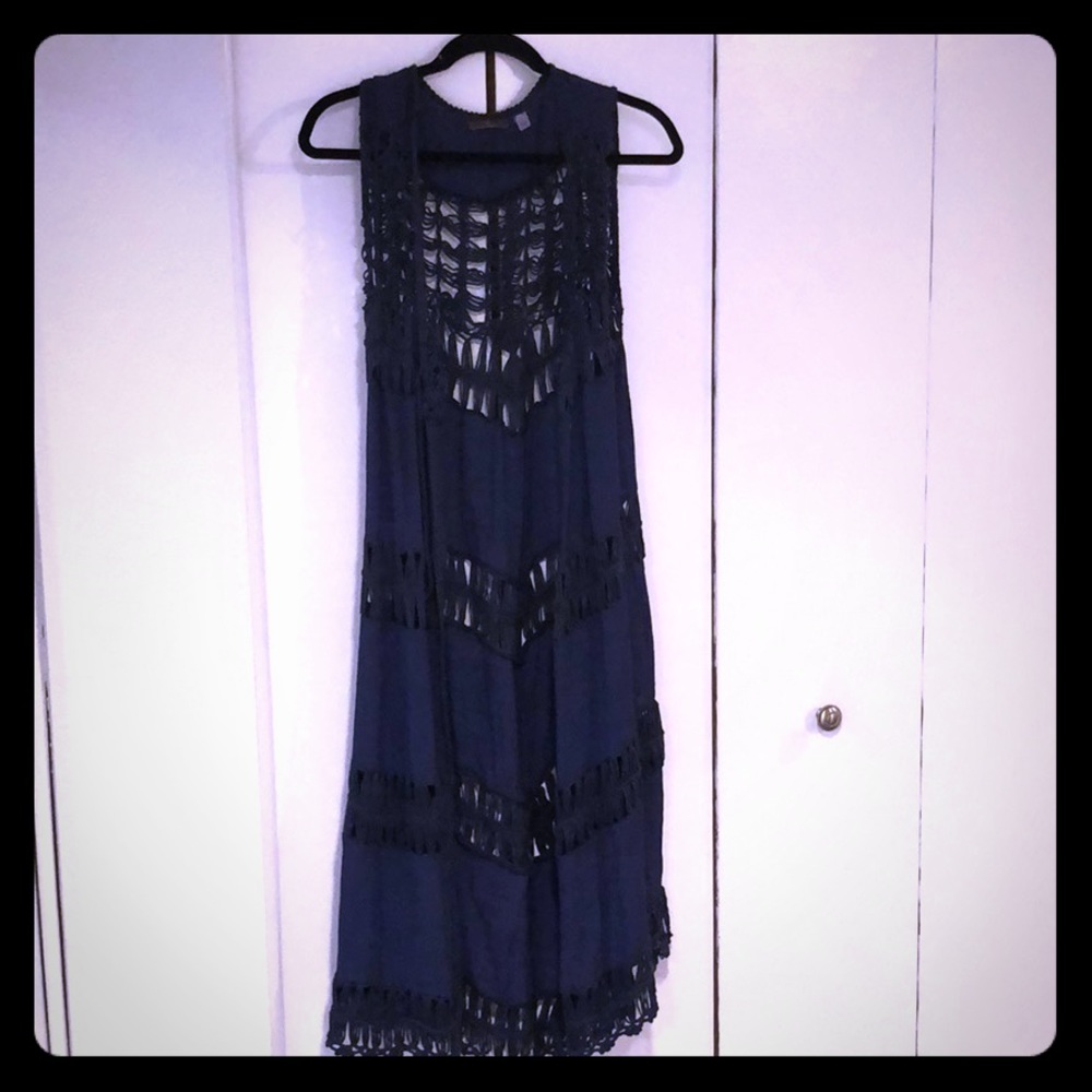 Cullen navy blue sleeveless duster nwot